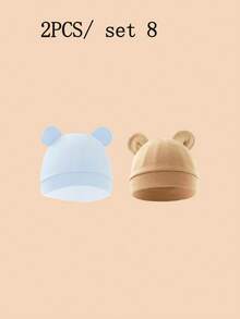2pcs Cute Bear Ear Baby Knitted Hats, Soft Elastic Newborn Hats, 0-4 Months Universal Baby Hospital Hats, Cute Baby Hats, Suitable For Nursery And Daily Wear - Multicolor - View 20
