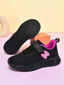 Youth Breathable Sports Shoes, Lightweight And Breathable One-Pedal Lace-Up Sports Shoes, Low-Top All-Season Running Cushioning Sports Casual Shoes - Black - View 2