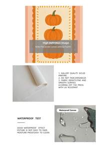 1pc Frameless Halloween Pumpkin Striped Art Print, Retro Vintage Whimsical Wall Decor For Bedroom, Dorm, Apartment, Living Room, Back To School, Funky Posters, Room Decor, Vintage Decor, College Dorm Essentials, Unique Gift & Party Decoration - Pumpkin - View 9