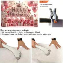 1 Peça Banner de Bottom de Festa de Aniversário Luxuoso com Coroa e Balão, Adequado para Decoração de Parede de Bottom de Festa, Celebração e Decoração de Aniversário, Fácil de Pendurar, Adequado para Uso Interno e Externo - rosa - Visão 3