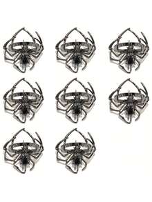 [Festival Napkin Holders] 5pcs Halloween Spider Napkin Rings | Festival Holiday Party Decoration - Gun Black - View 3