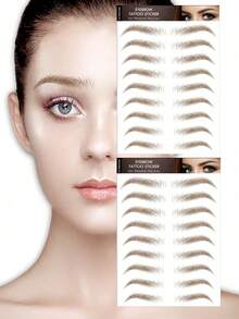 1/2 Pcs Natural-Looking Realistic BrownEyebrow Temporary TattooStickers - Easy ApplyDisposable - Brown - View 2