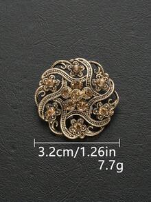 5pcs/Pack Flower Hollow Rhinestone Inlaid Classical Exquisite Textured Metal Large Buttons For Coats, Sweaters, Uniforms, School Uniforms, Suits, Jackets, DIY Bags, Shoes, Hats, Handicraft Accessories - Multicolor 1 - View 12