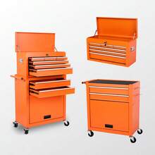 Tool Chest, 8-Drawer Rolling Tool Storage Cabinet With 2 In 1 Detachable Top Tool Box, Liner, Lockable Wheels, Side Hooks, Metal Tool Cart For Garage-XY50162 - Multicolor - View 3