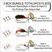 9Pcs-3Boxes Bundle Fly Fishing Flies Sequin Bait(3Pcs/Box-StylesA+3Pcs/Box-StylesB+3Pcs/Box-StylesC)Wet Flies Bait Flies For Flishing Trout/Carp Fishing Lure (With Flies Box) - Multicolor - View 3