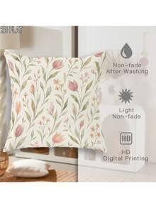 2D Flat 1/2/4pcs Bohemian Floral Throw Pillow Covers Pastel Green Cosy Decorative Pillowcases One-Sided Printing For Living Room Bedroom Sofa Bed Decor Without Pillow Inserts - Pastel Green - View 7