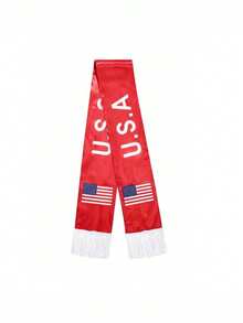 1 pieza Bufanda deportiva con temática de fútbol, hecha de tela de satén, decorada con borlas, bufanda casual de moda adecuada para aficionados al fútbol, accesorio de cuello suave y ligero, adecuado para la decoración de la fiesta de la Copa del Mundo - Bufandas de abanico - Ver 8