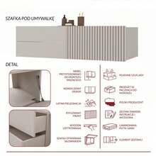 Space Saving Floating Wall Bathroom Vanity 140*53*37.5cm, Handleless Narrow Bathroom Storage Cabinet With Fluted Door & 2 Drawers, Damp Resistant Wall Mount Bathroom Unit Oak Light Gray For Apartment Small Washroom - Multicolor - View 11