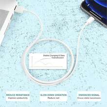 1/3/5 Paquetes, Cable de Carga USB-C a Lightning de 3.3ft/6.6ft, Salida de Corriente Estable de 2.4A, Compatible con Dispositivos Apple Lightning, Compatible con IPhone 17/16/15/15 Pro Max/14 Pro Max/13/12 Pro Max/12 Mini/11 Pro/XS Max/XR/X/8/8 Plus/ - Blanco - Ver 3