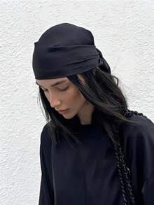 1pc Soft Solid Color Minimalist Polyester Silk-Like Square Scarf, Headband, Hair Tie, Suitable For Solid Color Satin Styling - Multicolor - View 2