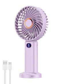 1200mAh Rechargeable Handheld Portable Mini Electric Fan, 90 Degree Foldable Desktop Fan, 5 Wind Speed Levels, LCD Display, Halter, Super Quiet, Pocket Size For Indoor And Outdoor Use - Multicolor - View 12