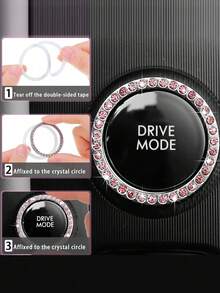 9pcs/4pcs Shiny Rhinestone Car Interior Accessories Set, Soft Leather Steering Wheel Cover, Gear Shift Cover, Handbrake Cover And Seat Belt Pad, Non-Slip Decorative Set, Suitable For Women, Universal For Sedan SUV Truck - Type a - View 5