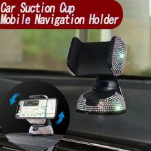 1PC Colorful Rhinestone White Rhinestone Car Phone Holder, Exquisite Sparkling Rhinestone Craftsmanship, Stable Suction Cup Base, Dashboard / Air Vent Dual Use, No Shaking During Navigation - Multicolor - View 2