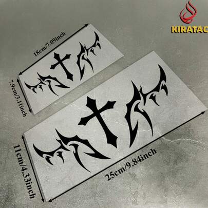 1 ชิ้น สติกเกอร์มอเตอร์ไซค์กอธิคกางเขน, สติกเกอร์ไวนิลติดเองสำหรับแผงด้านข้าง, ถังน้ำมัน, หมวกกันน็อก, หน้าต่างรถ