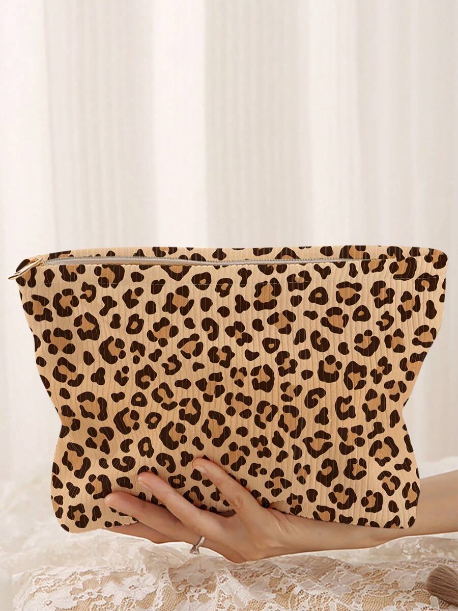 1pc Portable Cosmetic Storage Bag Animal Pattern Double-Sided Printed Travel Zipper Makeup Bag Multi-Function Toiletries Organizer - Multicolor - View 1