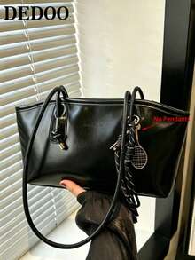 Dedoo 1 pieza Bolso de bolos color café nuevo, estilo retro otoño/invierno, adecuado para ir al trabajo/estudiantes (colgante no incluido) - Negro - Ver 3