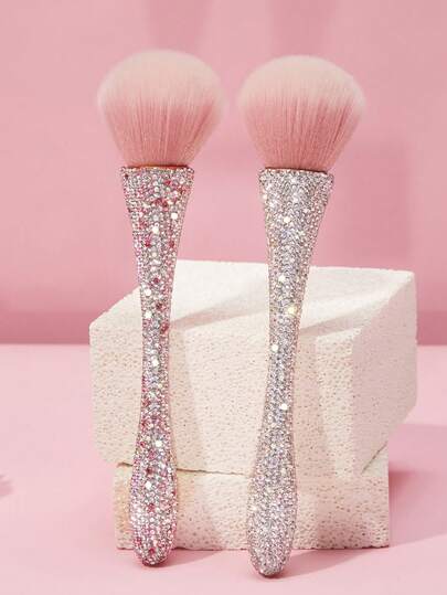 Luxury Rhinestone Makeup Brush, Handmade Rhinestone Makeup Brush, Extra Large Single Head Soft Bristles, Blush Brush, Women's Makeup Tools, Foundation Brush/Powder Brush/Highlighter Brush/Contour Brush/Blush Brush/Nail Cleaning Brush/Nail Art Brush/Perfect Gift For Girlfriend Or Loved One, Travel Essential