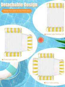 Summer Holiday Detachable Multi-Mode Striped Inflatable Floating Hammock, Pool Lounger With Removable Neck Pillow And Leg Support Mesh, Foldable Portable Floating Device For Pool, Beach, Lake, River, Suitable For Vacation Travel - Multicolor - View 3
