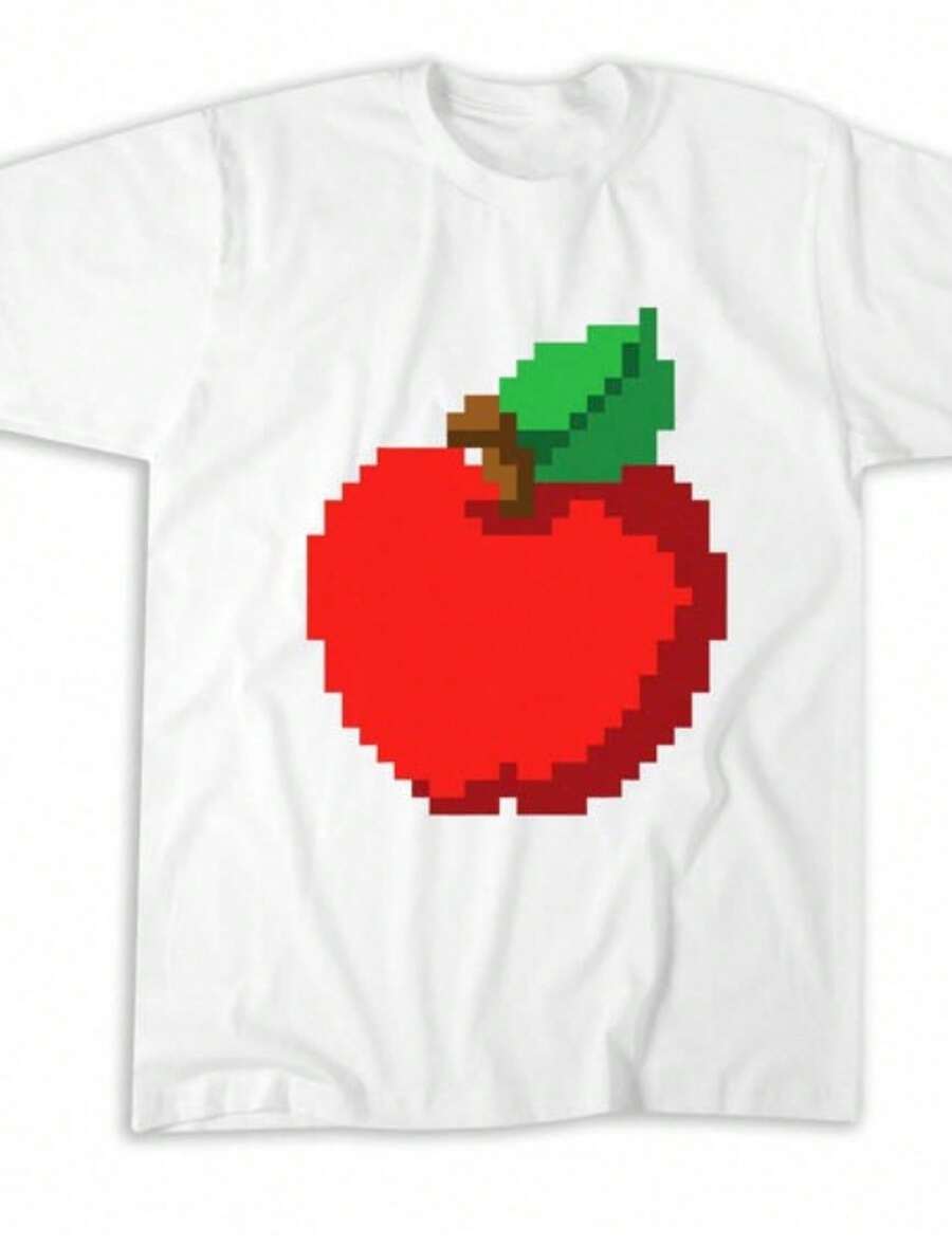 Pixel Art Palm Tree T-Shirt_ Tropical Island Cotton Tee.Jpg - 白色 - 查看 1