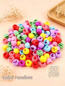 50pcs Mixed Color Heart, Round Bead, Pentagram, Clover Mini Hair Clips, Various Styles For Daily, Party, Workout Braided Hairstyles, Perfect Gift - Multicolor - View 11