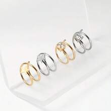 1pc S-Shaped Diamond Nose Stud, Star & Clear CZ Double Hoop Delicate Nostril Piercing Jewelry, 316L Hypoallergenic Stainless Steel Nose Ring, Suitable For Daily Wear - Nose Ring - View 1