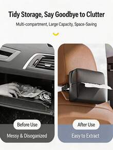 Caja de pañuelos colgante para el respaldo del asiento del coche, bolsa de almacenamiento multifunción, bolsa de almacenamiento de pañuelos para el parasol del coche, portátil universal, adecuada para hombres y mujeres - Caja de pañuelos para coche - Ver 3