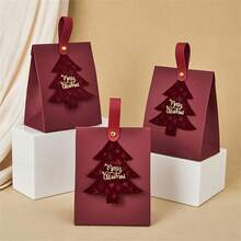 1/5/10pcs Christmas Gift Box - With Leather Handle, Felt Christmas Tree Crafts Design. Suitable For Gift Packaging, Christmas Atmosphere Decorations, Party Tote Bags, Tote Gift Bags. - View 7