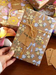 1 Gulungan Kertas Pembungkus Kado Motif Bunga Lukis Tangan (Gaya Alami), Gulungan Kertas Kraft Motif Bunga, Ukuran 43cm x 3m; Kertas Pembungkus Ukuran Besar, Cocok untuk Kado, Buket, dan Kemasan Kerajinan DIY, Sempurna untuk Pernikahan, Ulang Tahun, Liburan, Pesta, dan Berbagai Acara Lainnya - beraneka warna - View 4
