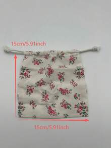 1pc Floral Pattern Drawstring Pouch - Exquisite Fabric Gift Bag With Vibrant Floral Design, Ideal For Storing Jewelry, Cosmetics, Travel Essentials And Household Items - Multicolor - View 13