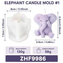 Elephant Candle Silicone Mold 3D Cute Elephant Animal Shape Wax Mold DIY Handmade Candle Making Tool Craft Mold For Home Decor Gift - Elephant - View 15