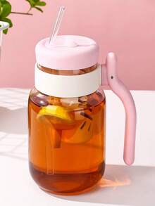 Thickened High Borosilicate Glass Water Bottle With Handle & Removable Tea Infuser Straw Lid, Heat Resistant Leakproof Fruit Tea Tumbler, 4 Pastel Color Portable Drinking Cup For Home Office Outdoor Travel Daily Use - Multicolor - View 8