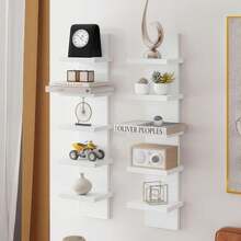 Estantería de pared minimalista de 3/5 capas delgada (material PVC), estante de almacenamiento de pared, estantería de pared, estante de almacenamiento acrílico montado en la pared, estante flotante montado en la pared, estante de almacenamiento multifuncional para exhibición de figuras de anime, estante flotante de almacenamiento de pared, estantería para plantas - Multicolor - Ver 12