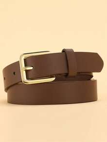 1pc Solid Color Casual PU(Polyurethane) Women's Belt, Square Buckle, Versatile For All Seasons, Business Commute, Matches With Trousers, Fine Leather Belt - Multicolor - View 7