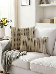 2pcs, Multi-Color Striped, Minimalist Line Pillowcase, Zipper Closure, Machine Washable, All-Season Decorative Pillowcase, Home Decor, Sofa Decorative Cushion Cover, Suitable For Bedroom, Living Room, Sofa, Car, Table And Chair Cushion (Pillow Insert Not Included) - Multicolor - View 7
