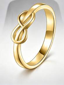 1 pieza Anillo minimalista, adecuado para mujeres, adecuado para boda, compromiso, fiesta de aniversario, regalo del Día de San Valentín - Amarillo Oro - Ver 8