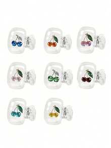 Crystal Cherry Pattern Toothbrush Holder, Suitable For Various Toothbrush Sizes, With Ventilation Holes To Keep Brush Head Clean And Dry, Transparent Dust-Proof Toothbrush Cover, Cute Bathroom Accessory, For Travel And Daily Use - Multicolor - View 3