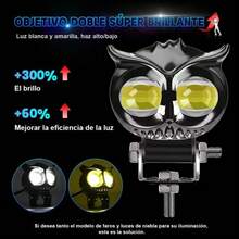 Heyword Dual-Color LED Motorcycle Owl Auxiliary Light, Suitable For Motorcycles, Bicycles And Cars, Equipped With Adjustable Mounting Bracket, Hardwired Connection, Road Lighting Auxiliary Equipment, Adjustable Vehicle Lighting, Battery Not Included - [1PCS Lights] - View 9