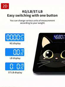 1pc LED Display Electronic Weighing Scale, Flat 2D Digital Bathroom Scale, Decorative Weighing Platform - Suitable For Long-Term Use, Meets Family Weighing Needs, Perfect As A Gift For Christmas, New Year, And Valentine'S Day - A - View 6