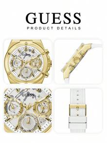 Guess Women's Gold-Tone Quartz Watch With White Silicone Strap, Perfect Gift For Valentine's Day GW0409L2 - White - View 8