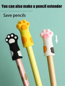10pcs Cute Cat Paw Shaped Pencil Caps/Cartoon Pencil Holders, Silicone Pencil Protectors, Suitable For Elementary Students, Boys And Girls Back To School Season (Random Color And Style) - Random Style - View 4
