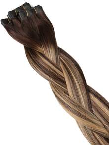 Ombre Honey Blonde Butterfly Weft Hair Extension Pattern Human Hair Seamless PU Hair Extensions Silk Straight #4/27/4 Balayage Color Highlight Blonde Invisible Genius Weft Micro-Loop Extensions - S4/27/4 - View 8