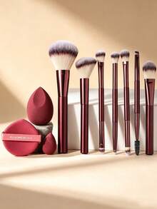 2/10 Stücke Make-up-Werkzeugset, enthält: 7 Make-up-Pinsel + 1 Make-up-Schwamm + 1 Mini-Make-up-Schwamm + 1 Polster-Puff, Make-up-Pinselset, Make-up-Pinselset, Make-up-Pinselset, vollständiges Make-up-Werkzeugset, Make-up-Pinselset, vollständiges Make-up-Werkzeugset, Make-up-Pinselset, Make-up-Pinselset, Make-up-Geschenkboxset - Verschiedenfarbig - Übersicht 1