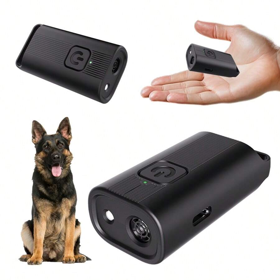 Mini Ultrasonic Dog Repellent, Rechargeable Portable Anti-Barking Device, Dog Training Anti-Barking Equipment With LED Indicator Light - Black - View 1