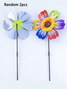 1/2pcs Outdoor Windmill Random Decor, Shiny Wind-Powered Rotating Bird Device, Suitable For Lawn, Yard, Garden, Party, Holiday And Scenic Spot Decoration, Also As Photography Prop And Amusement Park Decor, Ideal Holiday Gift - Flowers - View 12