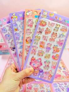 Pegatinas en relieve 3D estilo anime – Calcomanías decorativas dimensionales femeninas (Perfectas para diarios DIY) - Multicolor - Ver 5