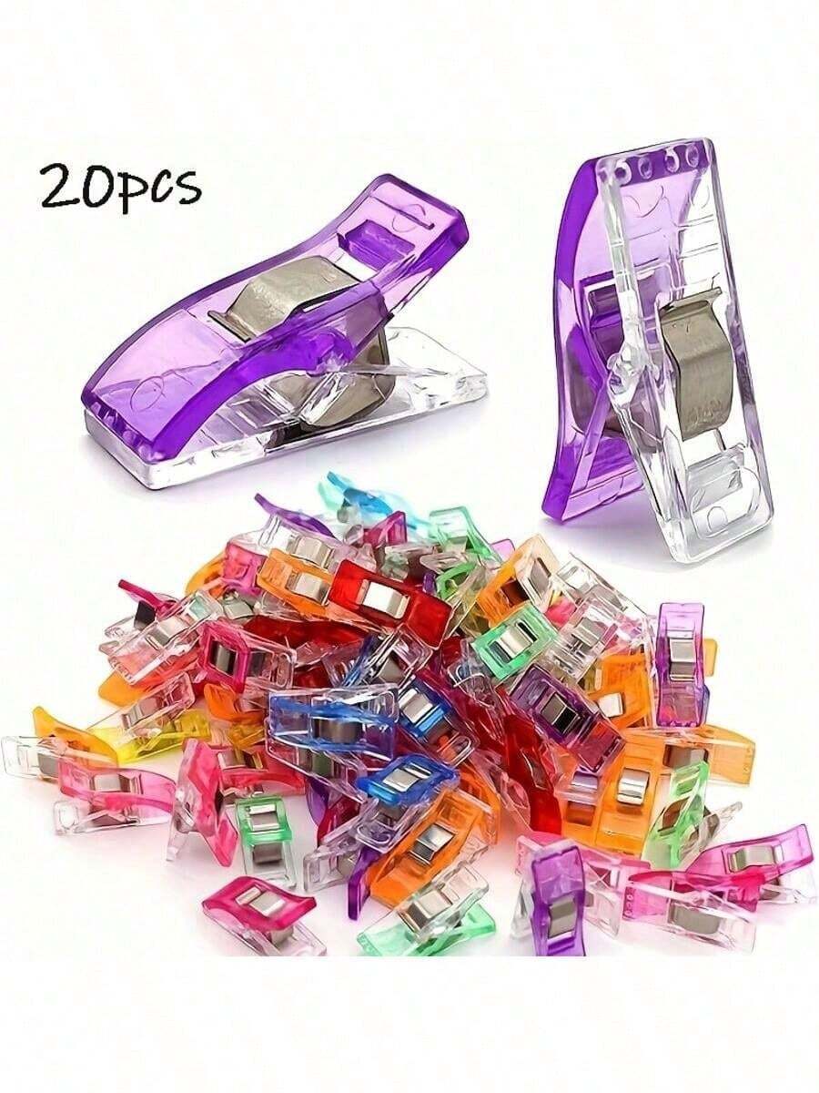 Positioning Clips With Random Colored Edge, Plastic Quilting Clips, Sewing Clips, Scrapbooking Clips, Fabric Fixing, DIY Craft Clips - 20 Pieces Of Random Colors - View 1