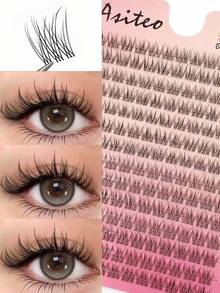 Asiteo 168pcs Clusters Eyelashes,DIY Fish Tail Eyelashes,Natural Look Extension Eyelash,Soft Wispy And Lightweight Fake Lashes,Clean Girl Makeup Tools,For Used Daily,Beginners,Life&Dating&Party - C - 查看 1