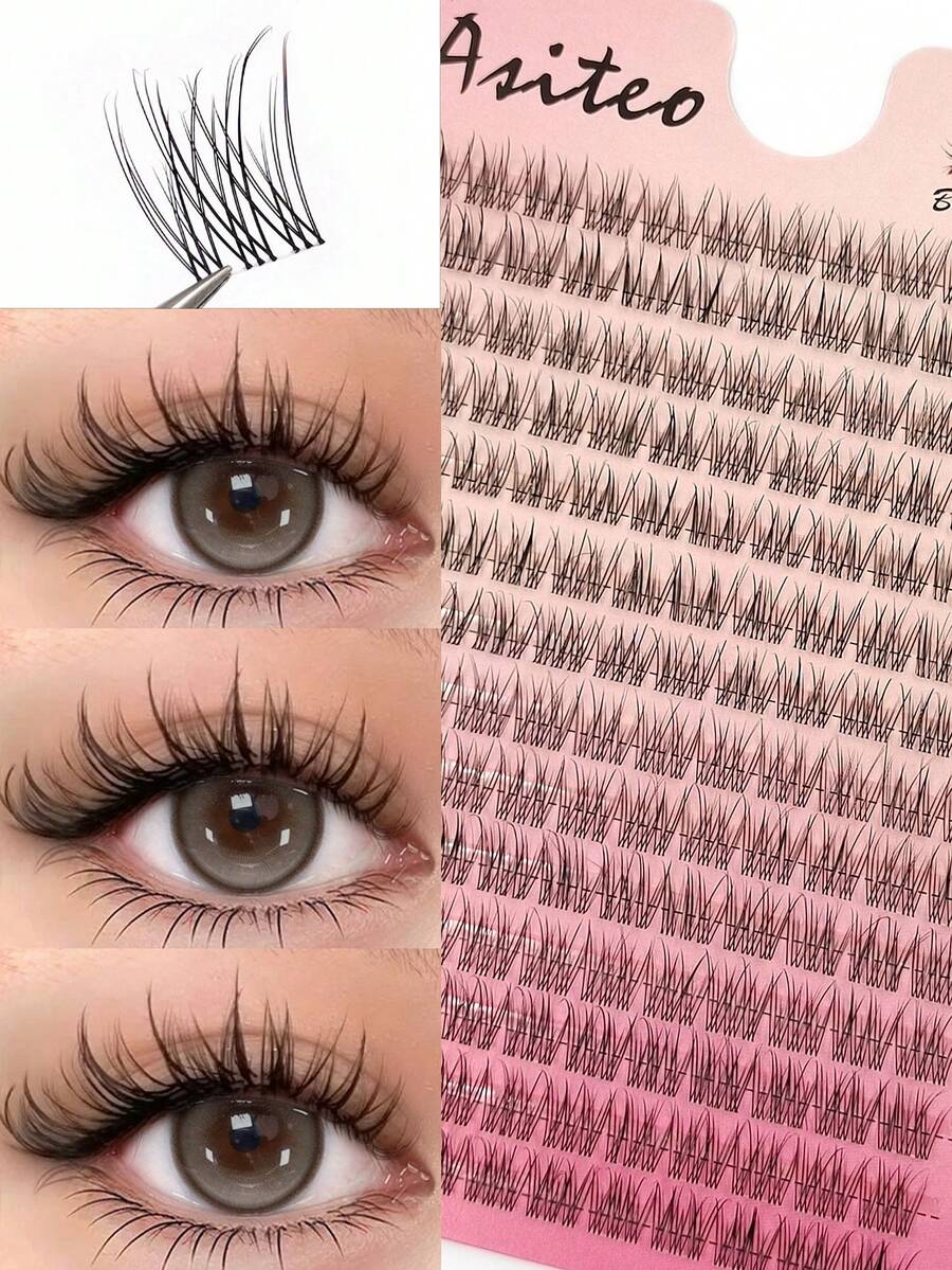 Asiteo 168pcs Clusters Eyelashes,DIY Fish Tail Eyelashes,Natural Look Extension Eyelash,Soft Wispy And Lightweight Fake Lashes,Clean Girl Makeup Tools,For Used Daily,Beginners,Life&Dating&Party - C - 查看 1