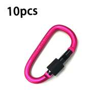 5pcs/10pcs D-Shaped Aluminum Alloy Locking Carabiner Key Chain Backpack Clip Water Bottle Hook - Multicolor - View 25