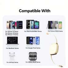 OIITH 240W(MAX) USB C 快充線，磁吸可伸縮 USB-C 充電線，磁吸配件自由伸縮雙 C-Type 線，可延伸 Lightning 充電線，多功能 USB C 線，相容 iPhone 17/16/15/1/13 Pro Max Pro，相容 、平板電腦，PD 快充 - 彩色 - 查看 4